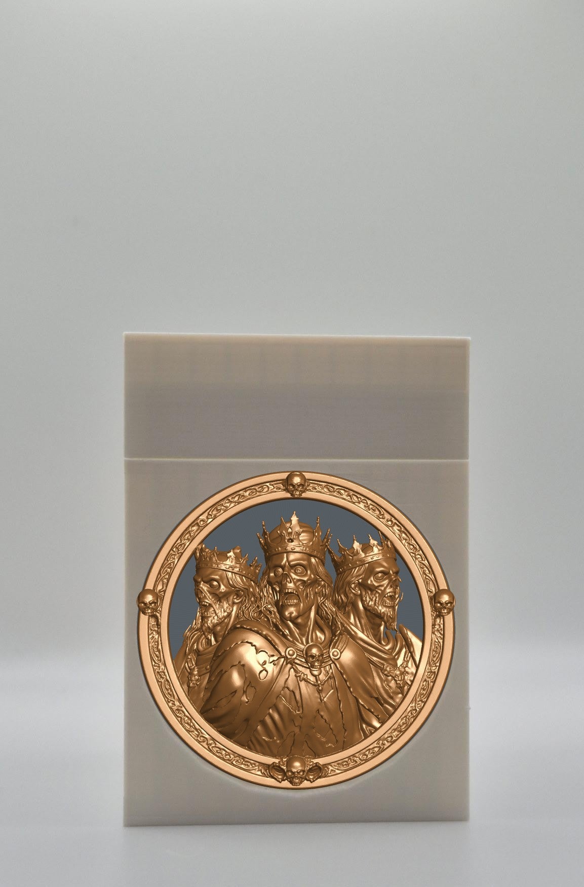 Zombie King Card Box - White Plain box with Black background and Gold medallion