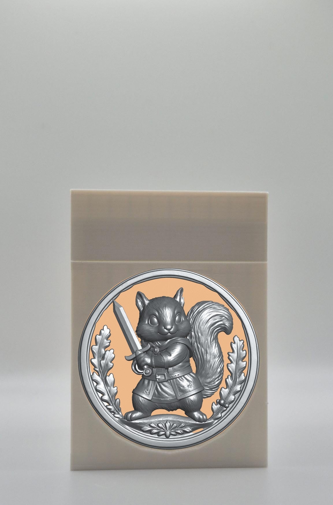 Squirrel Card Box - White Plain box with Gold background and Silver medallion