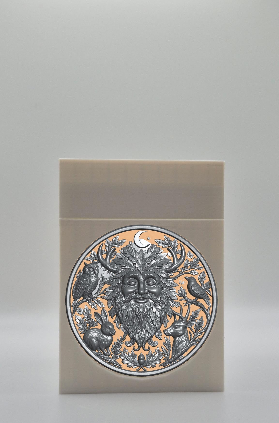 Tree Spirit Card Box - White Plain box with Gold background and Silver medallion
