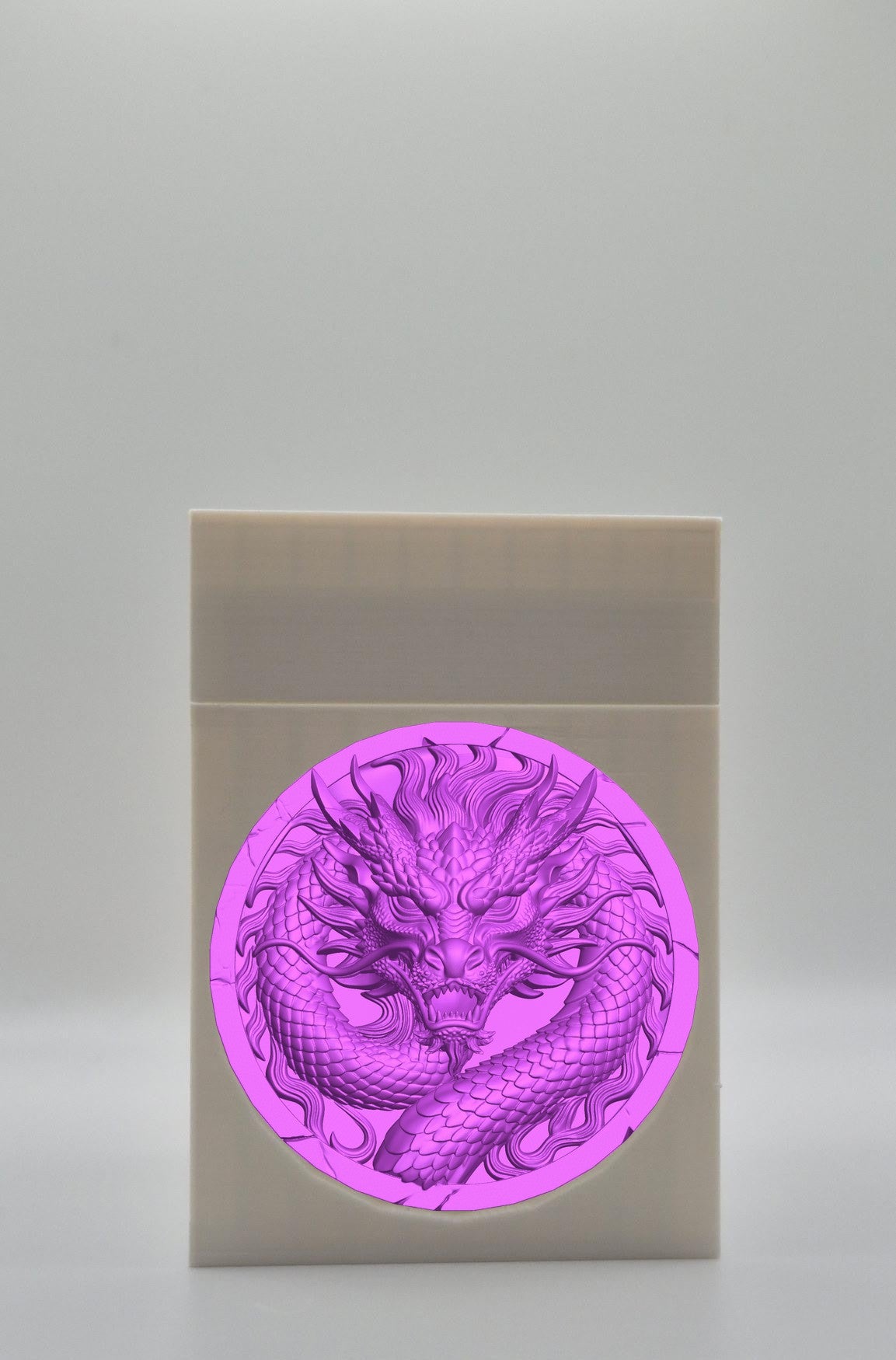 Dragon Card Box - White Plain box with Purple background and Purple dragon medallion