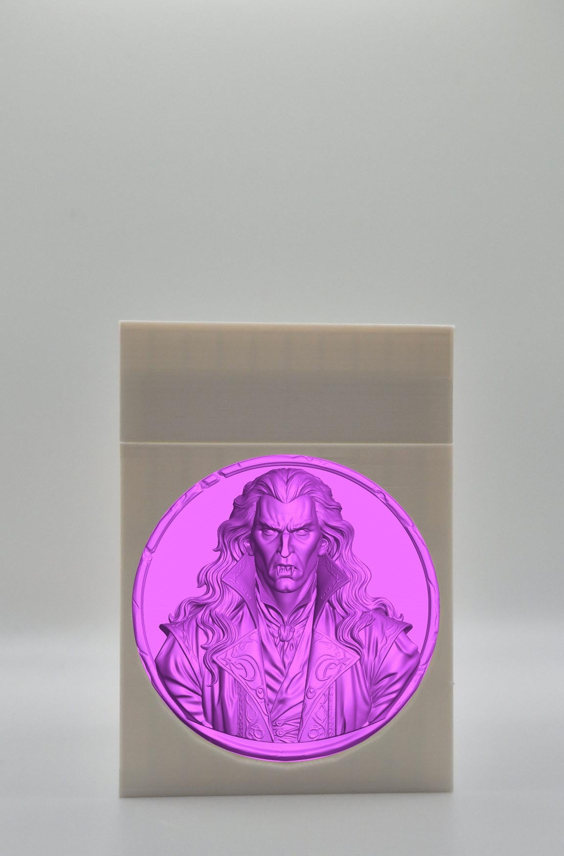 Gothic Vampire Card Box - White Plain box with Purple background and Purple medallion