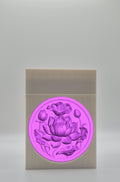 Lotus Card Box - White Plain box with Purple background and Purple medallion