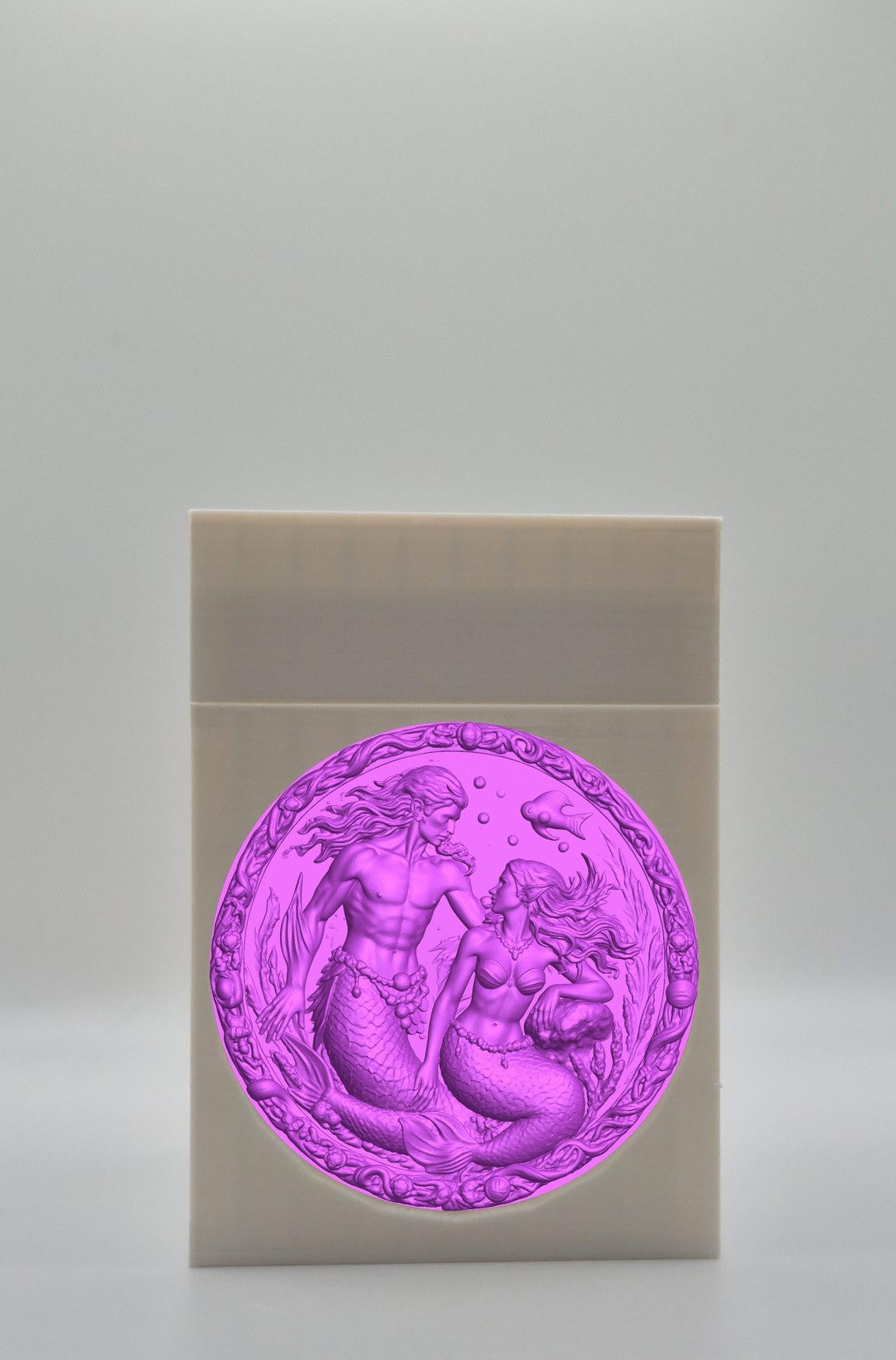 Merfolk Card Box - White Plain box with Purple background and Purple medallion